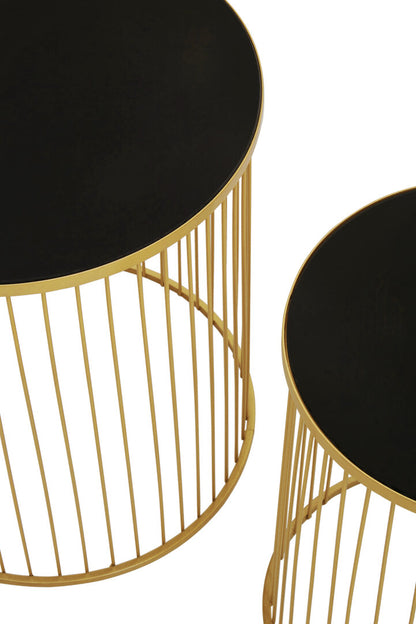 Notting Set Of Two Black And Gold Side Tables