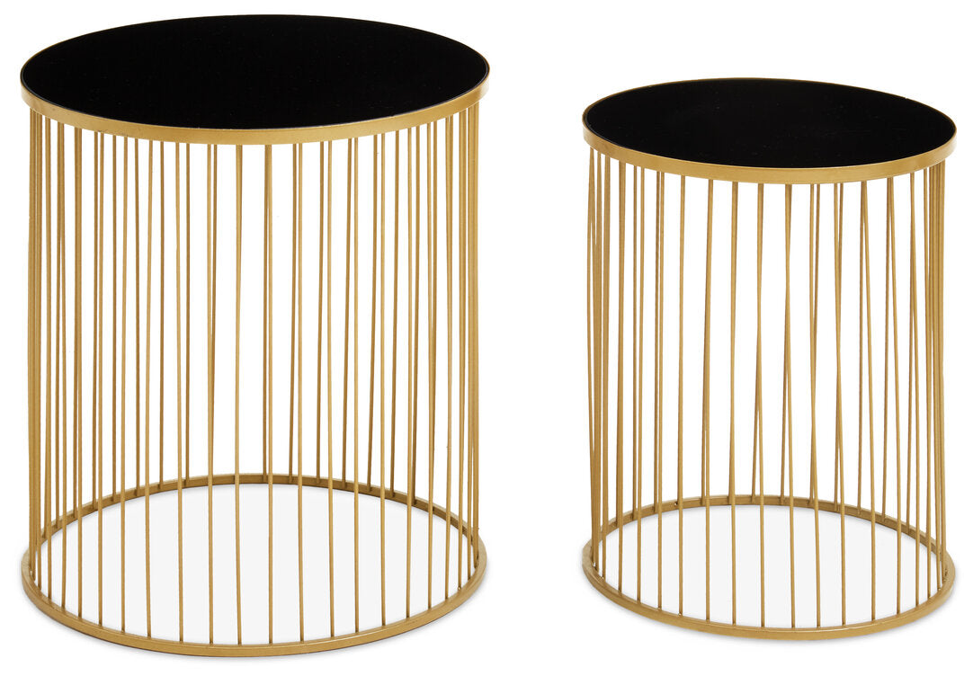 Notting Set Of Two Black And Gold Side Tables