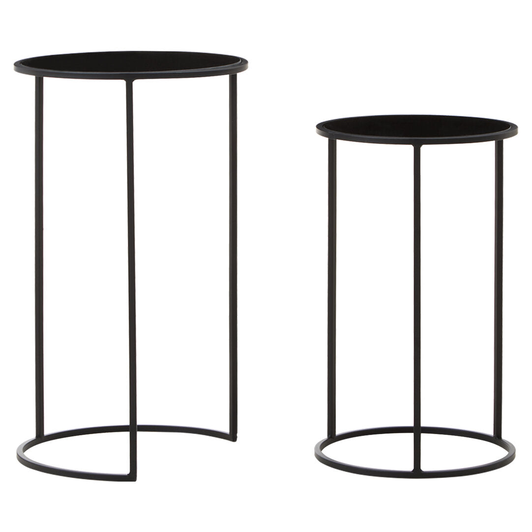 Notting Set Of Two Round Black Plant Stands