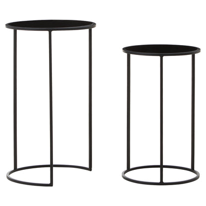 Notting Set Of Two Round Black Plant Stands