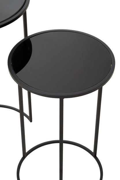 Notting Set Of Two Round Black Plant Stands