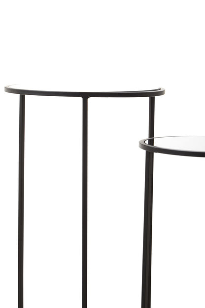 Notting Set Of Two Round Black Plant Stands