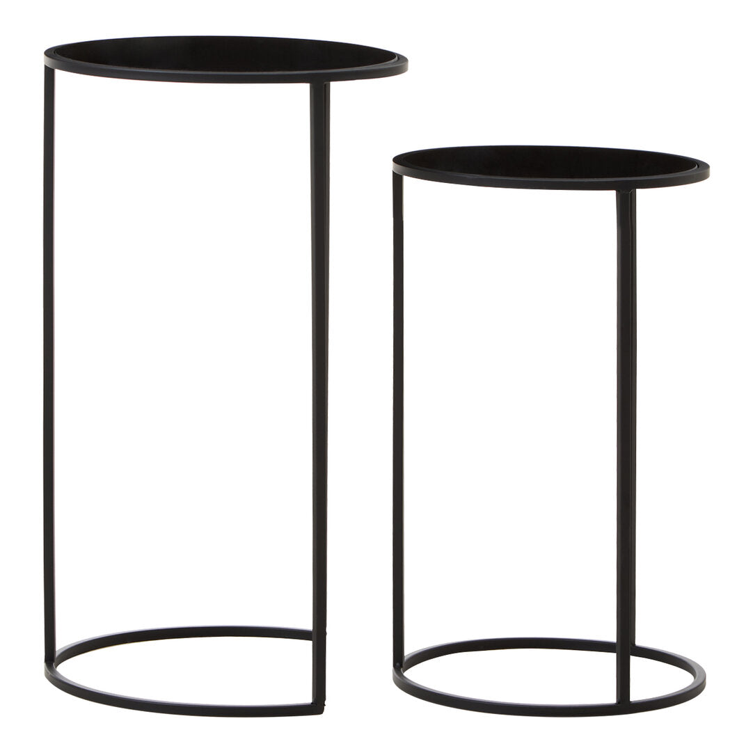 Notting Set Of Two Round Black Plant Stands