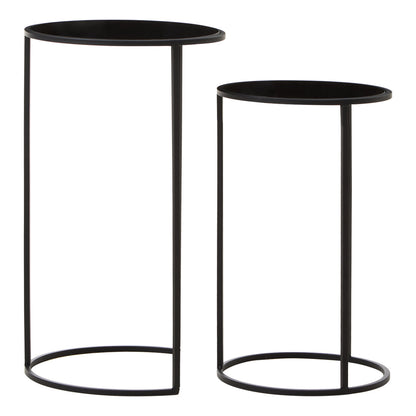 Notting Set Of Two Round Black Plant Stands