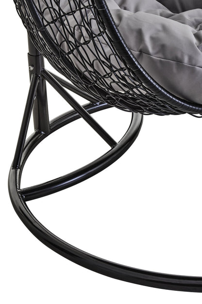 Bristol Black Rattan Effect Double Hanging Chair With Grey Cushions