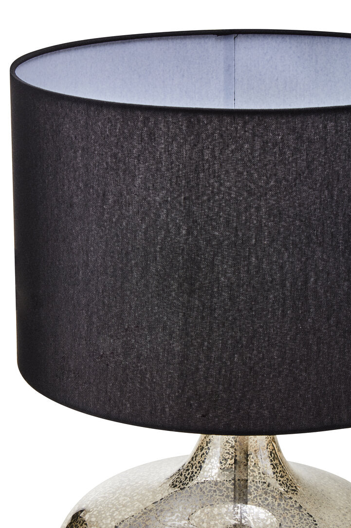 Turin Silver Glass with Black Shade Table Lamp
