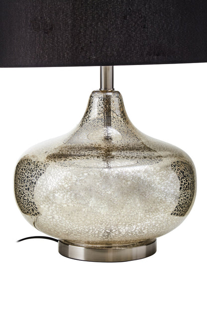 Turin Silver Glass with Black Shade Table Lamp