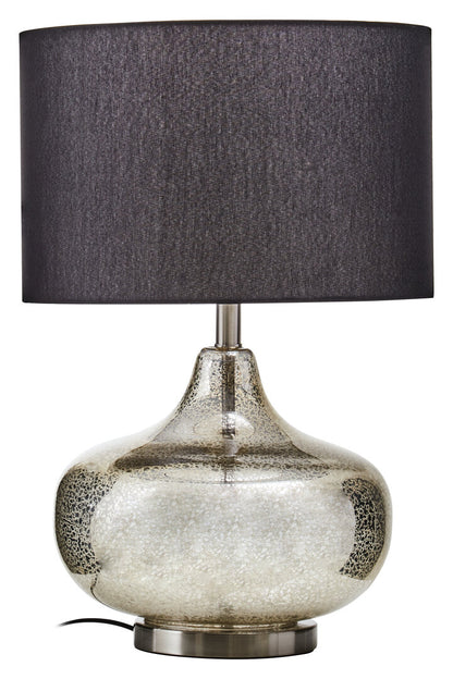Turin Silver Glass with Black Shade Table Lamp