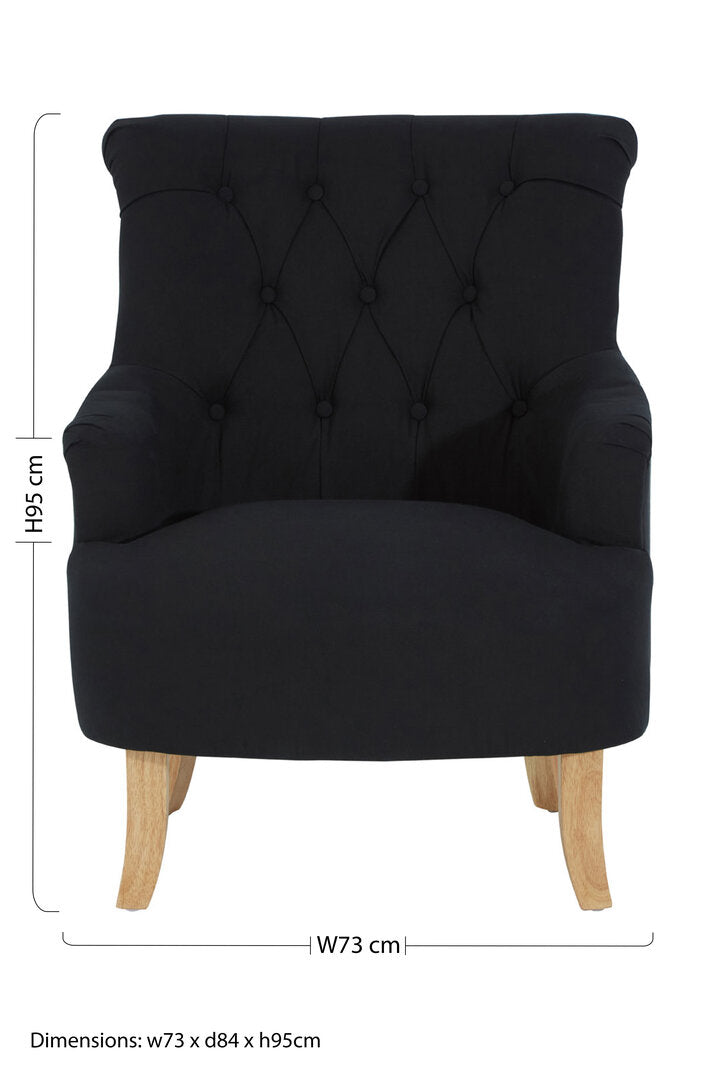 Granada Black Cotton Armchair