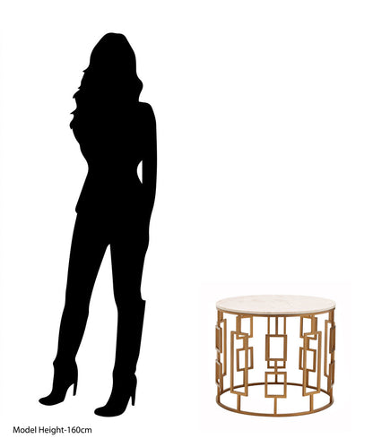 Regent White Marble Top Side Table with Gold Finish Base