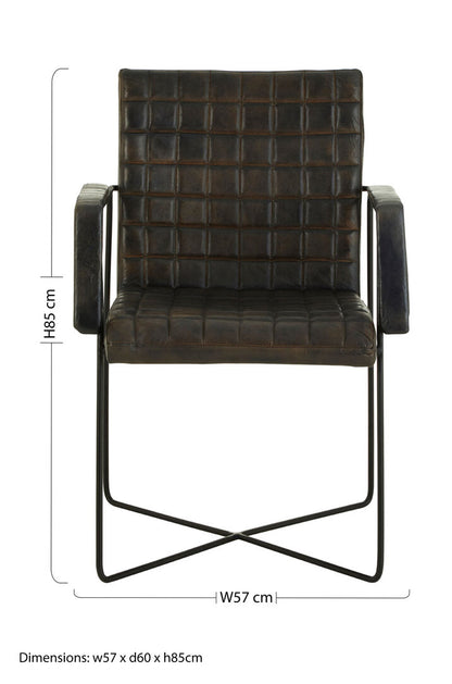Verona Iron And Grey Leather Weave Chair