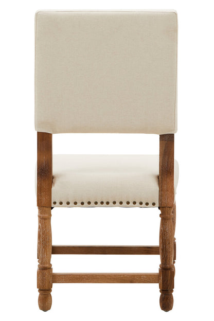 Cannes Linen Dining Chair with Oak Wood Whitewash Finish