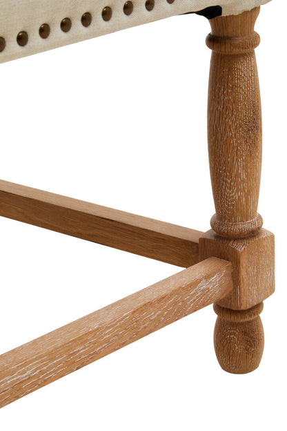 Cannes Linen Dining Chair with Oak Wood Whitewash Finish