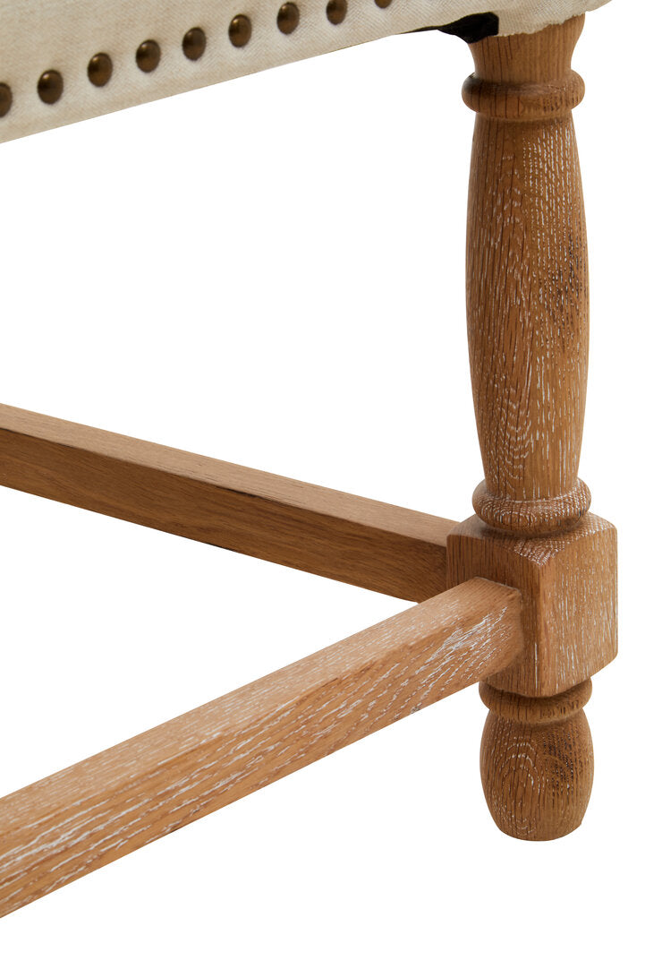 Cannes Linen Dining Chair with Oak Wood Whitewash Finish