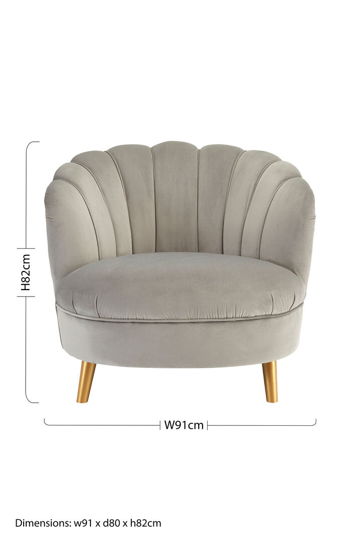 Florence Grey Velvet Chair With Gold Wood Legs