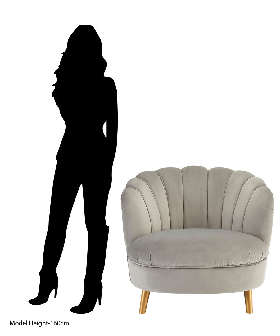 Florence Grey Velvet Chair With Gold Wood Legs