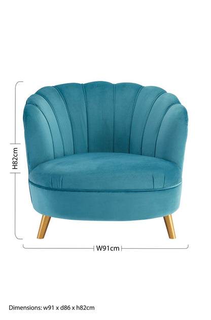 Florence Blue Velvet Chair With Gold Wood Legs