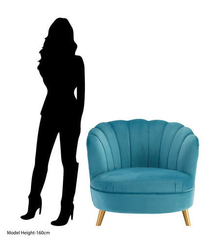 Florence Blue Velvet Chair With Gold Wood Legs