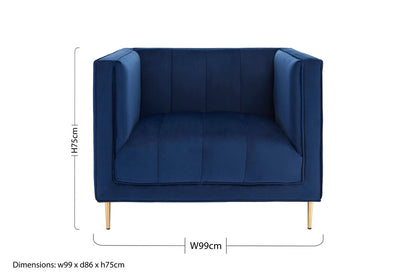 Monaco Deep Blue Velvet Armchair