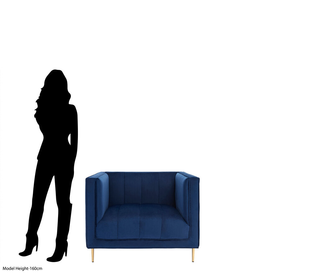 Monaco Deep Blue Velvet Armchair
