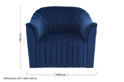 Cannes Deep Blue Velvet Armchair