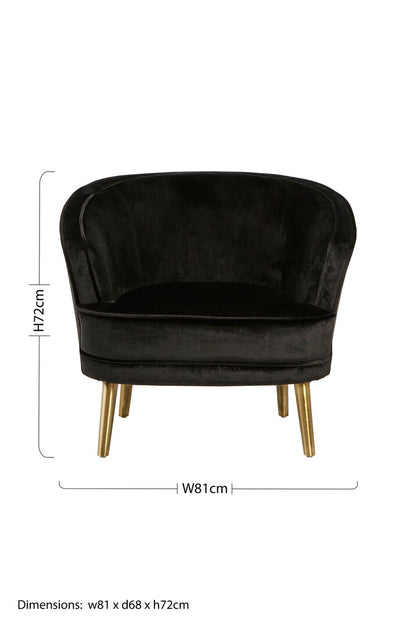 Como Black Velvet Round Chair