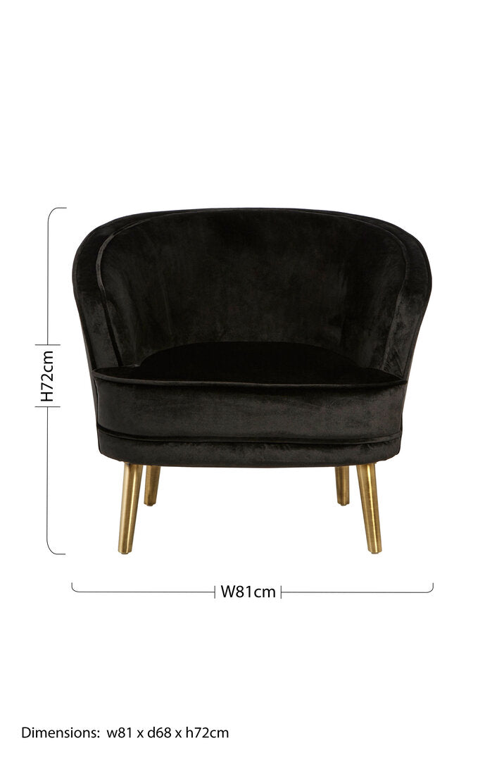 Como Black Velvet Round Chair
