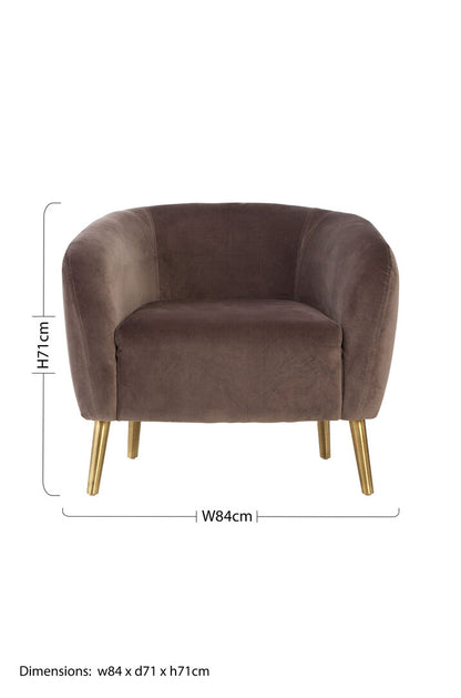 Como Grey Velvet Round Armchair