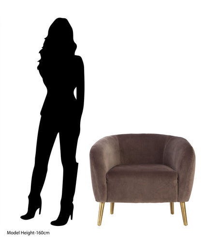 Como Grey Velvet Round Armchair
