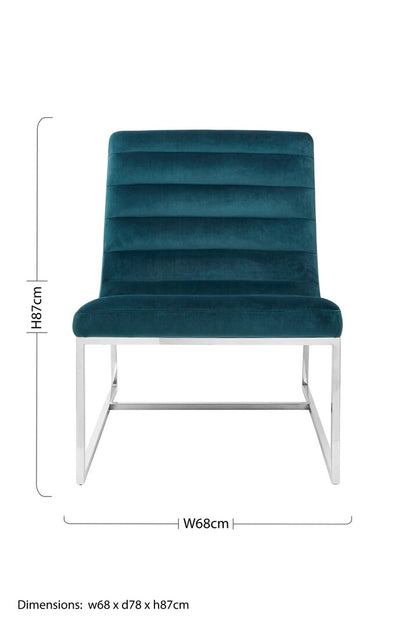 Valencia Teal Velvet Curved Lounge Chair
