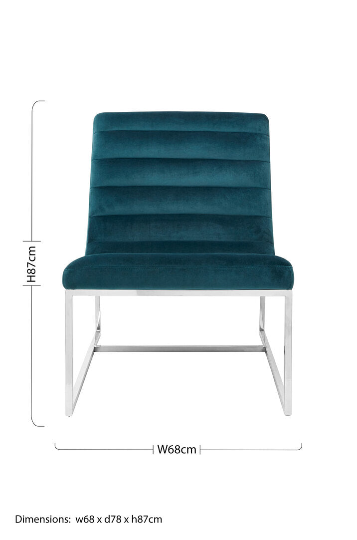 Valencia Teal Velvet Curved Lounge Chair