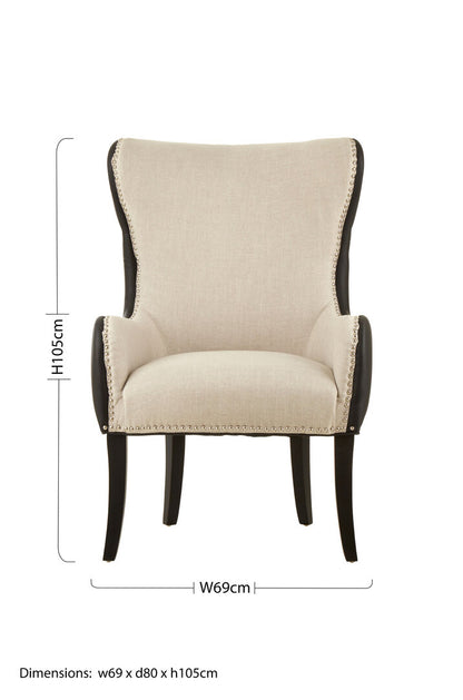 Lisbon Natural Fabric Chair with Black Leather Effect Back