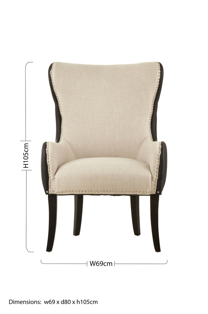 Lisbon Natural Fabric Chair with Black Leather Effect Back