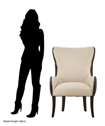 Lisbon Natural Fabric Chair with Black Leather Effect Back