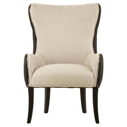 Lisbon Natural Fabric Chair with Black Leather Effect Back