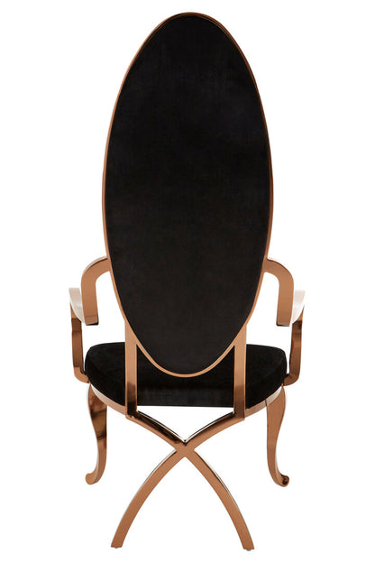 Porto Black Velvet And Rose Gold Baroque Chair