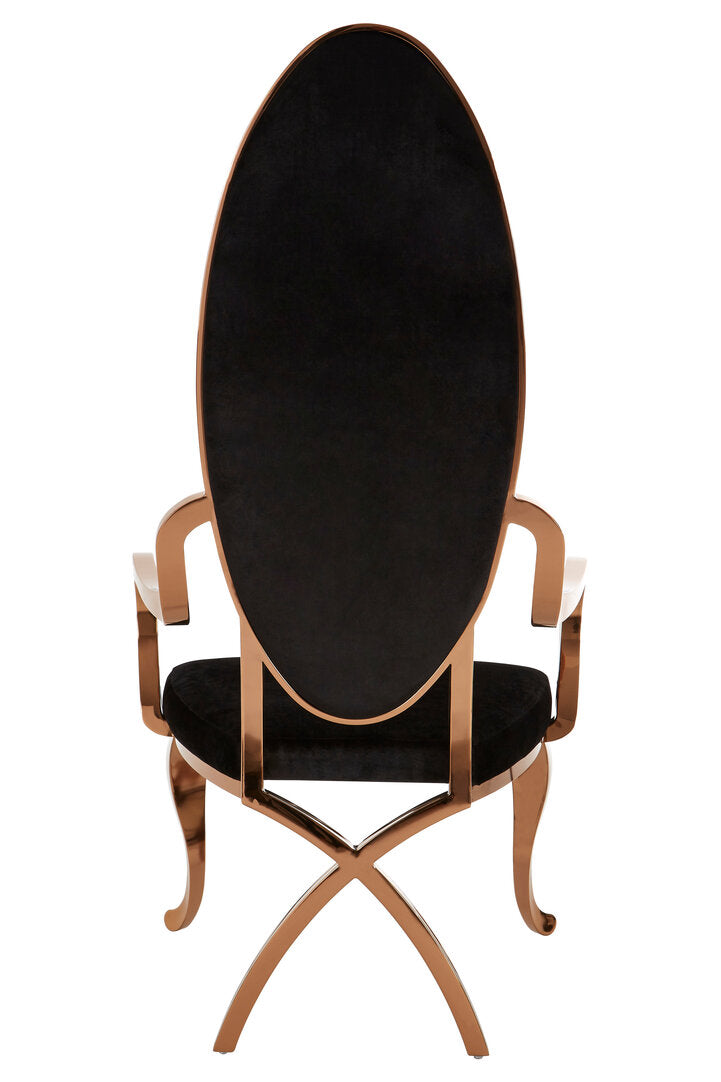 Porto Black Velvet And Rose Gold Baroque Chair