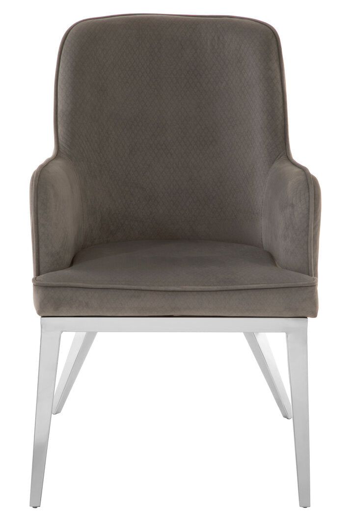 Notting Grey Velvet Dining Chair with Silver Finish Legs