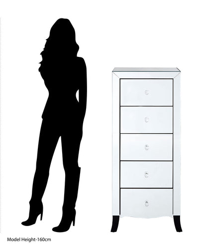 Oxford Chest of 5 Drawer With Mirror Frame