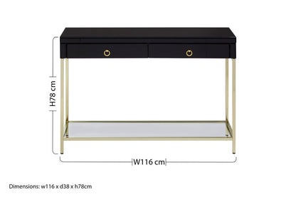 Vienna Townhouse Black Mirror Console Table with Gold Frame