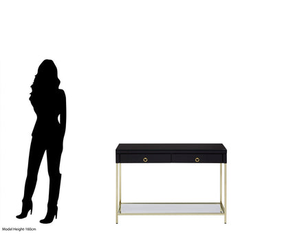 Vienna Townhouse Black Mirror Console Table with Gold Frame