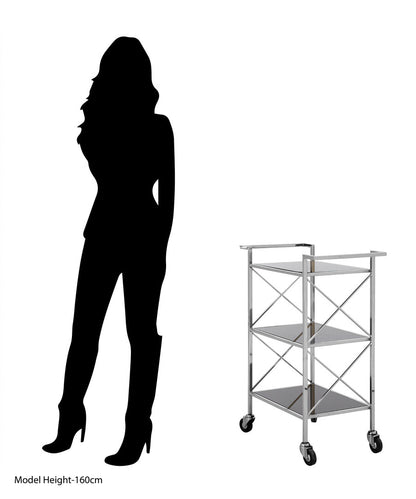 Brighton Black Mirrored Glass 3 Tier Trolley