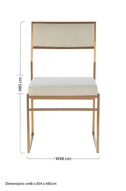 Turin Milky White Velvet Dining Chair