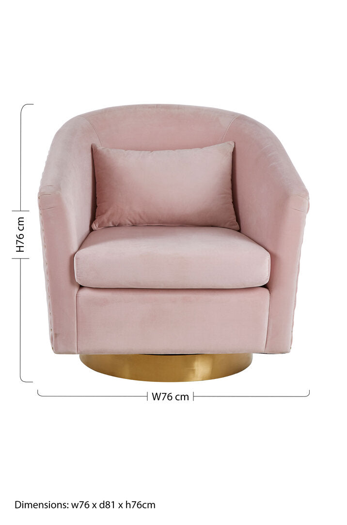 Cordoba Pink Velvet Chair with Gold Base