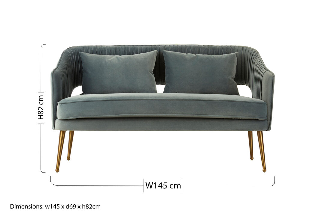 Capri 2 Seater Dusky Blue Velvet Sofa