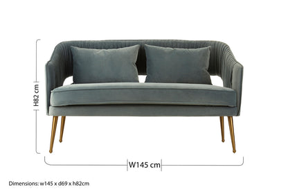 Capri 2 Seater Dusky Blue Velvet Sofa