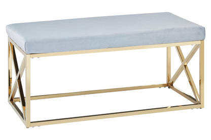 Aurora Powder Blue Velvet And Gold Bench