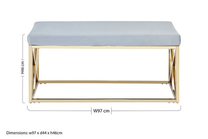 Aurora Powder Blue Velvet And Gold Bench