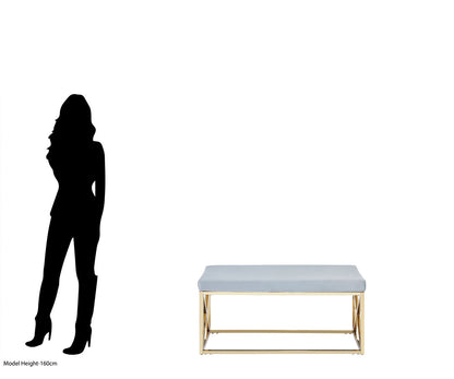 Aurora Powder Blue Velvet And Gold Bench
