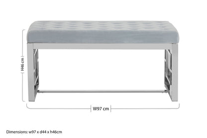 Aurora Powder Blue Velvet And Silver Bench